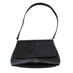 Liz Claiborne Vintage Black Faux Leather Shoulder Bag One Size